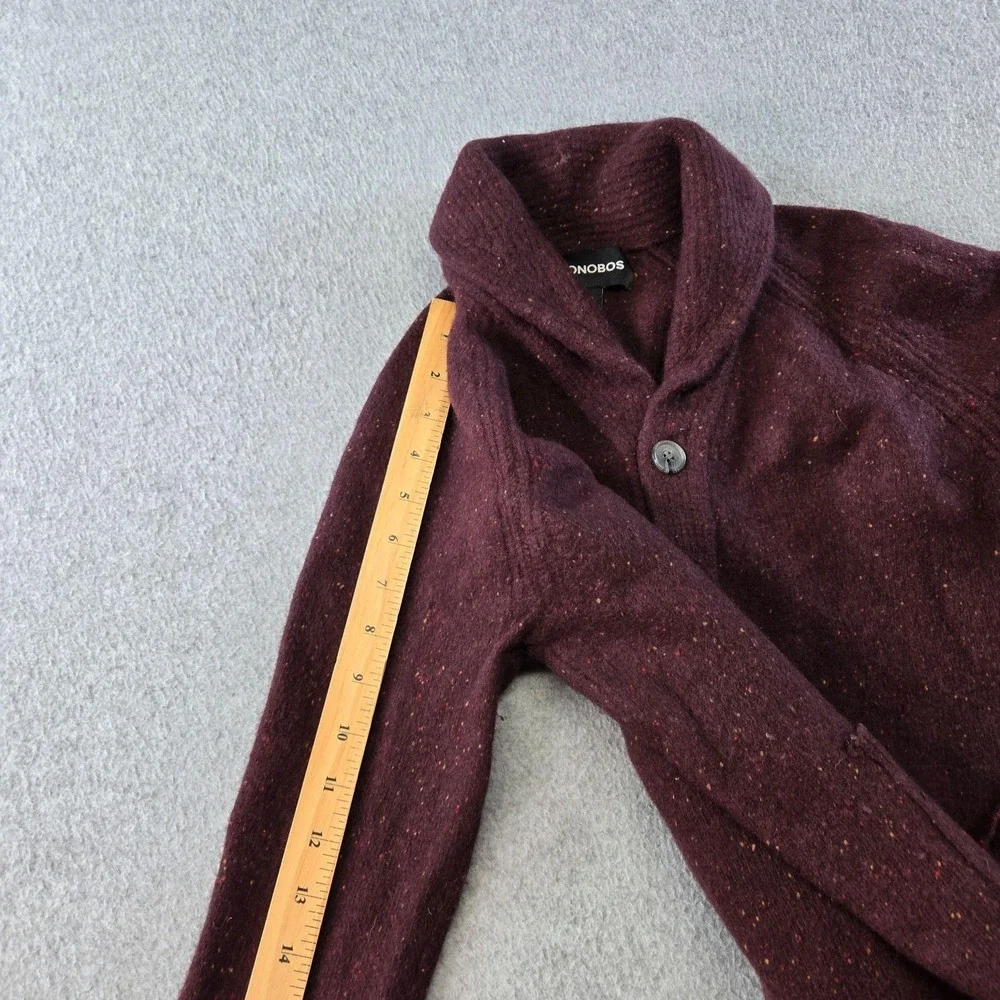 Bonobos Sweater Boys M Purple Cardigan Shawl Collar Pockets Wool Nylon